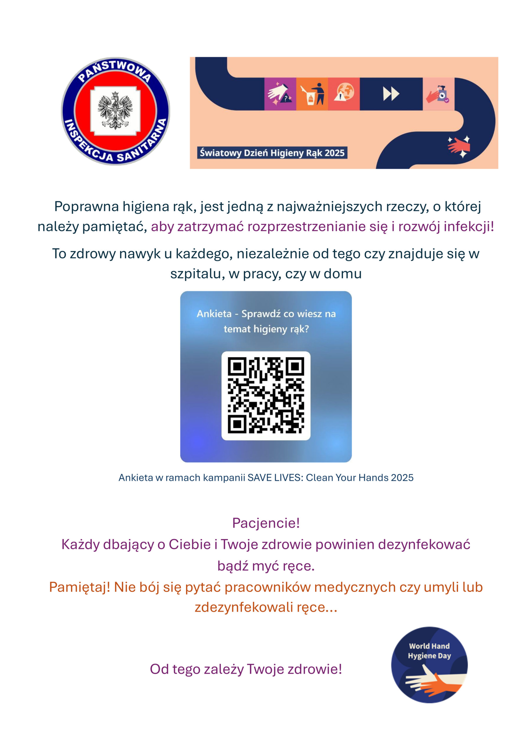 Plakat akcji - higiena rąk