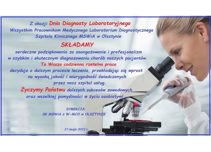 Życzenia z okazji Dnia Diagnosty Laboratoryjnego