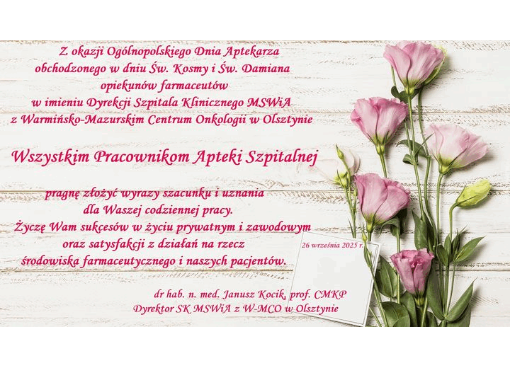 Ogólnopolski Dzień Aptekarza - życzenia