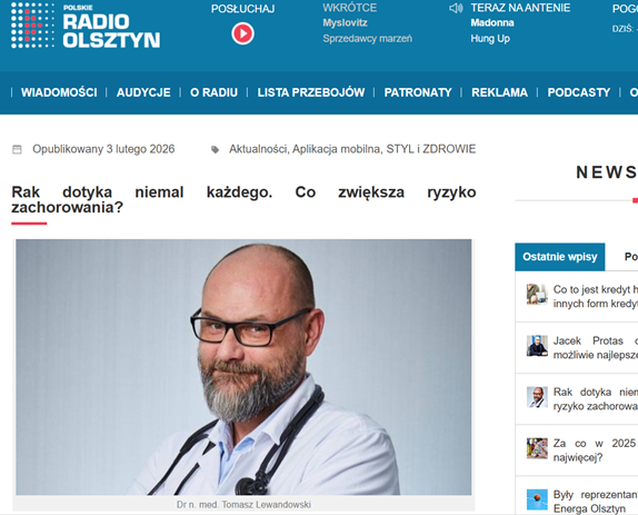 Wywiad dra Tomasza Lewandowskiego w Radiu Olsztyn