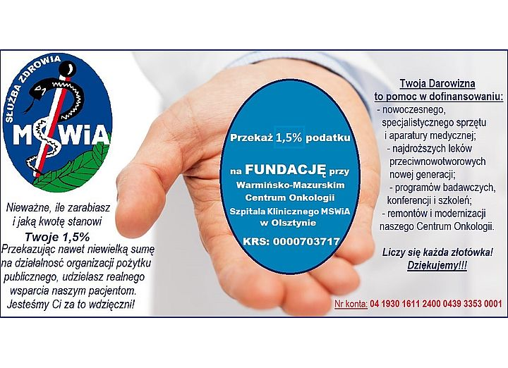 Przekaż 1.5% na rzecz pacjentów onkologicznych...